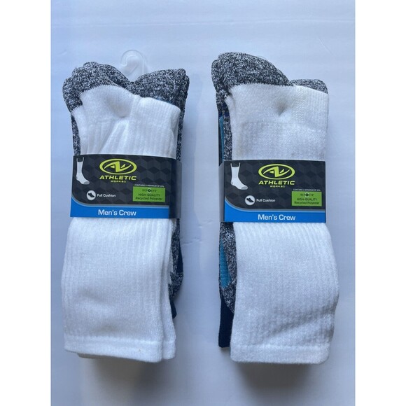 Athletic Works Men's Crew Socks Shoe Size 6-12 6 Pair 2 Pack NEW - Picture 1 of 4